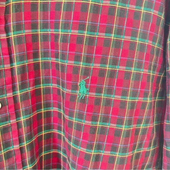 Ralph Lauren Blue Label Red Plaid Button Down 100% Cotton Dress Shirt XXL - Picture 7 of 7